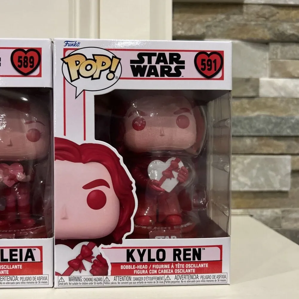 Funko Pop!Valentines Day BB-8, Princess Leia&Kylo Ren#589,590,591 w/ Protectors